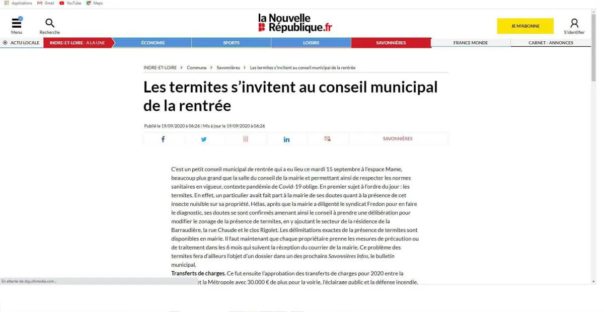 Les termites s’invitent au conseil municipal de la commune de Savonnières en Indre-et-Loire