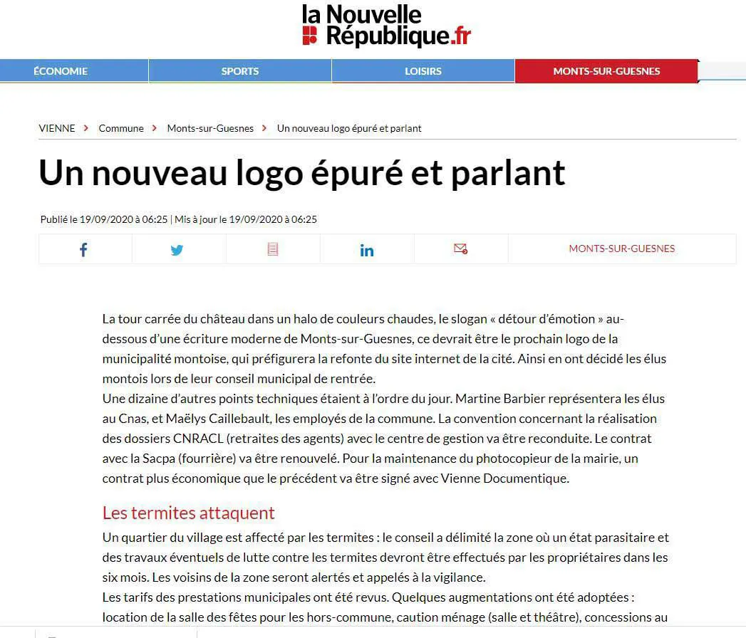 Les termites attaquent la commune de Monts-sur-Guesnes sur le département de la Vienne (86)